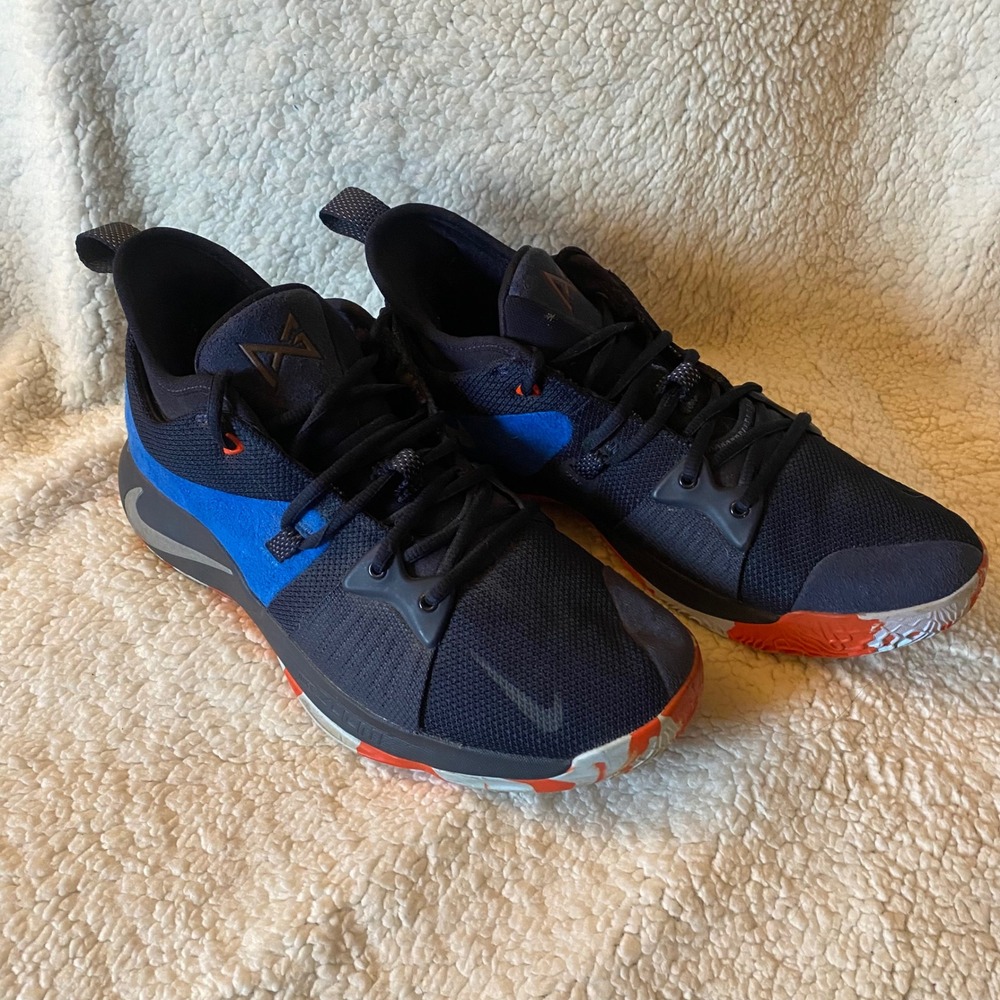 Nike PG 2 Dark Obsidian Royal Blue Orange AJ2039-400 Mens Basketball Shoes